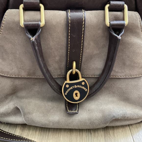 Dooney & Bourke Samba Brown Leather & Suede Satchel Shoulder Bag Handbag - Picture 2 of 11